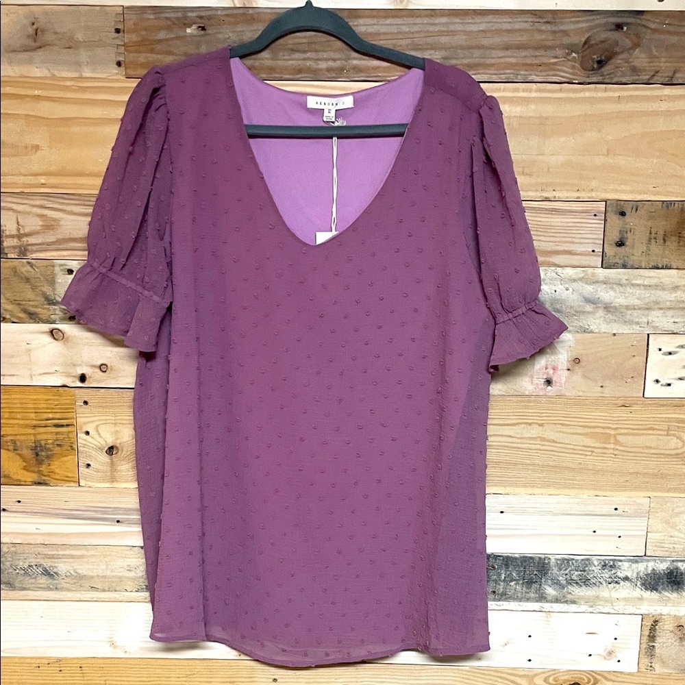 Reborn J Size Xl Mauve Blouse With Swedish Dot Textured And Princess Sleeves